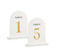 Numéros de table Plaque d'immatriculation de Table mariage, affichage carte blanche 3D en trois dimensions(White,Number 11-15)