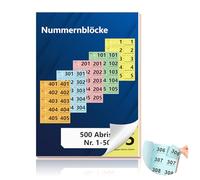 Numéros doubles de 1 à 500, 14,8 x 10,5 cm, pour portemanteau A6, double avec trou, pour tombola, tombola, numéroté, rouge, orange, jaune, vert, bleu