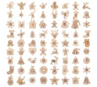 Numéros du Calendrier de L'avent en Bois 72 Pièces | Décorations Suspendues pour Sapin et Couronnes, Ambiance Festive de Noël, Lot de Chiffres en Bois