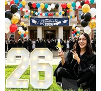 Numéros Lumineux 2026 L'obtention Diplôme, Numéros Chapiteau Blancs 2026 3 Tailles, Décorations Classe 2026, Grand Panneau Fête Remise Diplômes Écoles Maternelles, Collèges(Warm light,2.3FT 26)