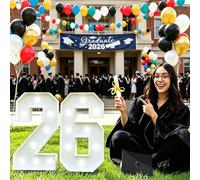 Numéros Lumineux 2026 L'obtention Diplôme, Numéros Chapiteau Blancs 2026 3 Tailles, Décorations Classe 2026, Grand Panneau Fête Remise Diplômes Écoles Maternelles, Collèges(Cool light,4FT 26)