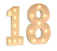 Numéros Lumineux De Chapiteau De 3 Pieds, Cadre Prédécoupé Numéro 0-9, Chiffres en Mosaïque Géants Éclairés par LED Blanc Chaud for Ballons, Anniversaire, Décoration (Color : Number 18, Size : 100cm