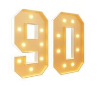 Numéros lumineux pour décoration de fête, lumières géantes à DEL en mosaïque - Panneau en mousse prédécoupé pour Saint-Valentin, anniversaire, Noël, Nouvel An - 100 cm - Numéro 90