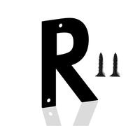 Numéros modernes en fer pour maison 3/4/5/6/7 pouces avec vis numéro porte noir 0-9 lettres A-Z chiffres en 3D étanches décoratifs pour l'extérieur pour maison jardin boîte aux lettres(R,3inch)