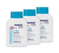 numis med gel douche ph 5.5 - gel douche apaisant pour les peaux très sensibles et délicates - soin végétalien sans silicones, parabènes et huile minérale - gel douche (3x 200 ml)