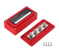 NUMNBE Bus Bar Power Distribution Box 300A 48V DC 4 Studs M8, Boîtier Nylon Renforcé Fibre de Verre - Haute Capacité Courant, Montage Facile, Idéal Voiture Bateau Camping - Car (B(Red))