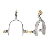 NUMNBE Éperon en acier inoxydable, cavalier d'équitation durable, bouton d'inertie en laiton, design enveloppant, utilisation longue, fixation facile de la sangle, ajustement confortable pour les