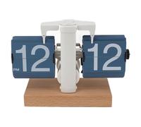 NUMNBE Horloge Bureau de Mécanique Flip 12H AM PM, Base en Bois, Pilotée par Pile, Horloge Digitale Rétro Vintage pour Maison et Bureau - Design Élégant, Réglage Facile, Lecture Claire (Côté Bleu)