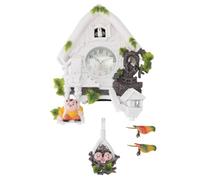 NUMNBE Horloge Coucou Moderne, Horloge Murale Blanc 27x9x40cm - Design Européen Classique, Contrôle du Son, Idéale Chambre Enfant et Salon