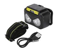 NUMNBE Lampe Frontale à Induction XPG + COB Jaune, Batterie Intégrée, Recharge USB, 6 Modes d'Éclairage, Étanche IPX65 - Angle Ajustable 180°, Sangle Réfléchissante, Idéal Randonnée et