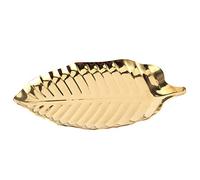 NUMNBE Plateau Bijoux Feuille Style Nordique, Organisateur Rangement, Acier Inoxydable Doré 9,5x17cm - Durable, Multifonction, Parfait pour Maison et Cadeau