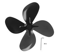 NUMNBE Remplacement de la lame du ventilateur de poêle en bois : alliage d'aluminium à 4 lames, faible bruit à haute température, réglage automatique de la vitesse avec alimentation