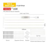 NUMNBE Rubans LED pour Plantes d’Intérieur, Lumière de Croissance Rouge & 3000K, Lampe de Croissance pour Hydroponie et Succulentes, 4 Niveaux de Luminosité Réglable, Minuteur (100 cm 4 bandes)