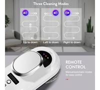 NUMNER Robot Nettoyeur Vitre sans Fil, 5600pa, Robot Laveur de Vitre Automatique avec Télécommande, 3 Modes de Nettoyage, Détection des Bords, avec 10 Chiffons pour Le Nettoyage des Vitres