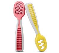 NumNum Cuillère Bébé 1er Âge Apprentissage DME - Lot 2 (Rouge/Jaune)