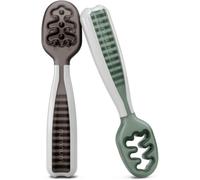 NumNum Cuillères Bébé Apprentissage | 2 pre Cuillères en Silicone (étape 1 + étape 2) | #1 Recommandé par les Experts de Sevrage | Idéal BLW (Gris/Vert)