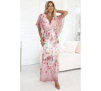Numoco Robe longue femme Eldegotus blanc-rose Taille unique