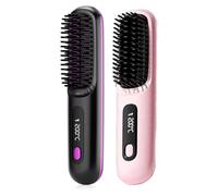 Numoya Go Brush Pro, Brosse Lissante Portable Sans Fil, Mini Peigne Lissant Rechargeable à Chauffage Rapide Les Voyages Et Le Quotidien, 3 Réglages De Chaleur Et écran LED(Black+pink)