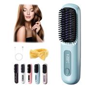 Numoya Go Brush Pro Fer à lisser sans fil, mini brosse à lisser portable sans fil à chauffage rapide (bleu)