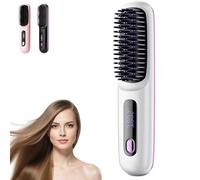 Numoya Go Brush Pro, Go Brush Pro Hair Numoya Pour Cheveux BoucléS, Brosse Lissante Sans Fil Avec Affichage De La TempéRature, 3 TempéRatures, Brosse Lissante Portable Pour Le Voyage (Blanc)