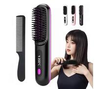 Numoya Go Brush Pro Hair Straightener Brush, Numoya Portable Straightener Brush - Gobrush Pro Numoya Straightener Rechargeable Cordless Mini Hair Straightener Comb, 1Pc Black