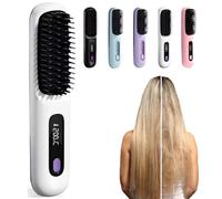 Numoya Go Brush Pro, Numoya Brosse à lisser portable - Gobrush Pro, brosse chaude sans fil Numyo pour lisseur, bigoudi, cheveux courts (blanc)