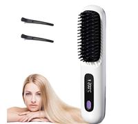 Numoya Go Brush Pro, Numoya Portable Straightener Brush - Gobrush Pro, Hair Straightener Brush Anti Scald Frizz Free (White)