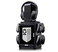 Numskull Meuble de rangement lumineux inspiré du logo de Destiny – 4 manettes, 10 jeux, 1 casque