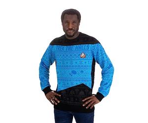 Numskull Star Trek Pull de Noël tricoté Unisexe Bleu Taille XL, Mixte