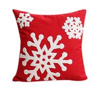 Nunbee Noël Housse de Coussin Decoration canapé scandinave Deco Noel Renne Petit Papa Wapiti Cerf Santa Claus Throw Decoration Coussin taie Noel de fête Cadeau, Flocon de Neige à Broder 1 45x45cm