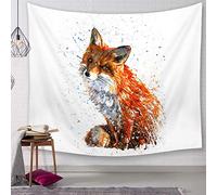 Nunbee Tapisserie Wandbehang Peinture Renard Impression Mandala Tenture Hippie Etoile Elephant murales Indienne 3D Wall Tapestry Chambre d'étudiant Décoration, Renard2 150 * 200cm