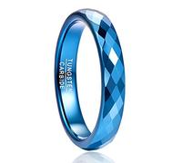 NUNCAD Bague Bleu pour Femme Homme, Anneau en Tungstène, Alliance de Promesses pour Mariage Fiançailles, Géométrique Losange, 4mm Taille 62(19.7)