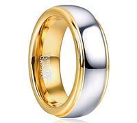 NUNCAD Bague Femme Homme Argent et Or, Anneau en Tungstène Bague de Promesses Mariage Fiançailles Alliance pour Couple 8mm Taille 65(20.7)