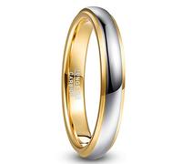 NUNCAD Bague Femme Homme Argent et Or, Anneau en Tungstène Bague de Promesses Mariage Fiançailles Alliance pour Couple 4mm Taille 65(20.7)