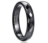 NUNCAD Bague Noire Femme Homme, Anneau en Tungstène, Géométrique Losange, Alliance de Promesses pour Anniversaire Fiançailles, 4mm Taille 62(19.7)