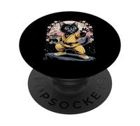 Nunchaku Chat Kung Fu Kungfu Nunchucks Chaton Arts Martiaux PopSockets PopGrip Adhésif