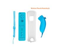 Nunchuck bleu avec télécommande Motion Plus intégrée compatible avec la manette Nintendo Wii