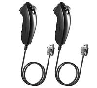 Nunchuck manettes de Jeu, 2 Packs de Remplacement à Distance Jeu vidéo Pad Nunchuck pour Nintendo Wii Console Noir