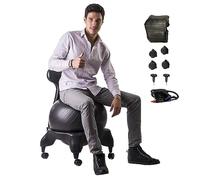 NUNETH Chaise de Posture à Boule D'équilibre pour Adultes avec Roues Verrouillables, Chaise de Yoga Roulante avec Support Dorsal pour Le Bureau à Domicile, Améliore La Posture Assise