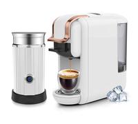 NUNETH Machine À Café, Machine À Expresso Portable Équipée D'un Mousseur À Lait Séparé, Mode Double Chaud Et Froid 4-en-1 De 19 Bars Et Arrêt Automatique (Blanc)