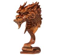 NUNETH Sculpture De Tête De Dragon en Laiton, Statue De Décor Feng Shui Chinois, Un Ornement De Bureau Dégageant Autorité Et Domination, 16,5x9x23,5cm