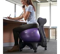 NUNETH Très Épais Chaise Boule de Yoga pour Le Bureau, Chaises de Bureau avec Ballon d'exercice pour Soulager Les Douleurs Lombaires, Support Ergonomique Kit de Chaise à Bille D'équilibre