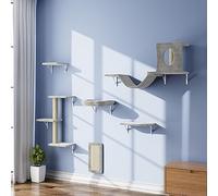 NUNU LAB Mobilier Mural pour Chat, 6 pièces, Meubles muraux pour Chat, grimpeur avec Maison à Chat, Pont, Arbre, marches et griffoir, Murs pour Chat à Faire soi-même, étagères pour Chat pour Meubles