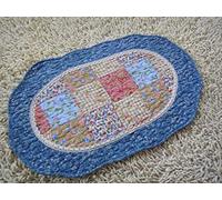 Nunubee American Pastoral Whole Cotton Fabric Sinking Petit Tapis De Sol Tapis De Porte De Salle De Bains Coussin Antidérapant Peut Être Lavé Coussin De Pied Coussin Ovale 40 * 60Cm 17