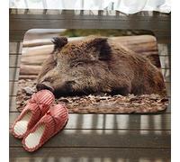 Nunubee Flannel Paillasson entrée Exterieur & Interieur Antidérapante D'entrée Tapis Terrasse Cuisine Maison Home Tapis- Sanglier imprimé-1 19.7 * 31.5 inch/ 80 * 50 cm