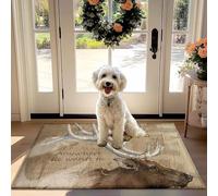Nunubee Les Animaux de Compagnie à Tête de Cerf Anti-Slip Absorbant Tapis avec où Il Veut la Devise de la Porte Avant du Couloir de la Cuisine
