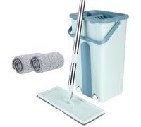 NUO Ensemble 2 en 1 Balai Serpillère et seau - L - Bleu clair