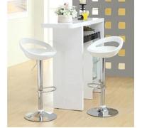 NUO Lot de 2 Tabouret de Bar Blanc - Assis Ergonomique Avec Dossier Confortable Repose Pieds - Reglable en Hauteur 55 - 75 cm