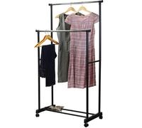 NUO Portant à vêtements avec 2 Barres de Hauteur réglable,4 Roulettes pour un déplacement facile