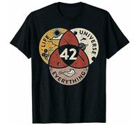 NUO YI JIA 42 The Answer to Life The Universe and Everything Douglas Adams T-Shirt Black L